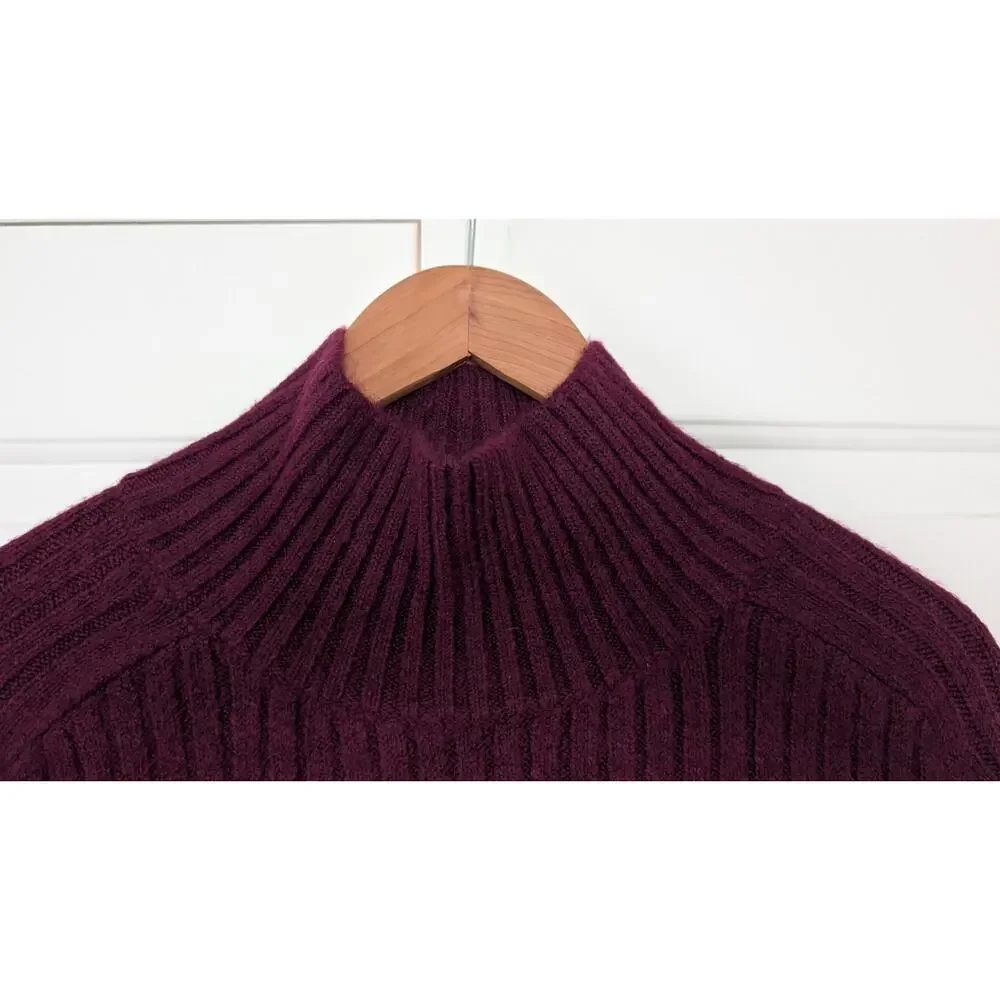 Gap Mockneck Ribbed Cozy Sweater in Beach Plum